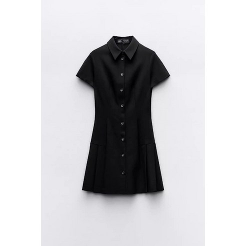 셔츠 스타일 버튼 라펠 블랙 반팔 미니 원피스 자라 ZARA 여성 봄 여름