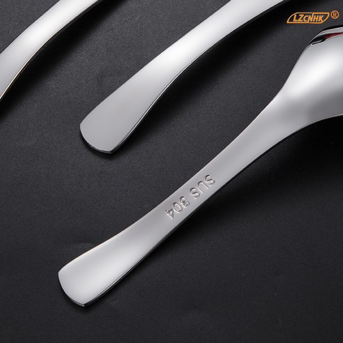 스테인리스 스푼 중국식 스푼 큰 안내 스푼 가정용 수저 죽 스푼 평저 스푼 스테인리스강 식기, 실버