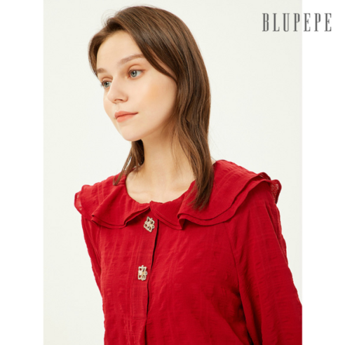 블루페페 빅카라 블라우스 레드 P223MSC715 블루페페블라우스 블루페페 빅카라 블라우스 레드 P223MSC715 블루페페블라우스
