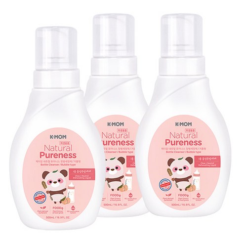케이맘 퓨어니스 젖병세정제 거품형 용기, 500ml, 3개