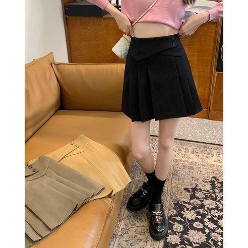 KORELAN 봄 새로운 캐주얼 작은 짧은 치마 하이 웨이스트 얇은 주름 a 라인 스커트
