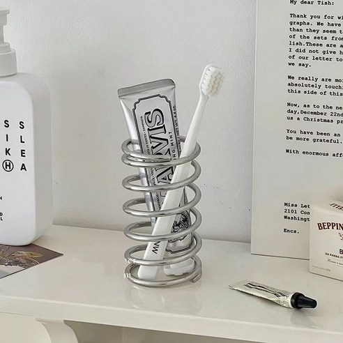 셀루앙드 스프링 스테인리스 칫솔꽂이 다용도 홀더, 11.6*6.6cm, 1개