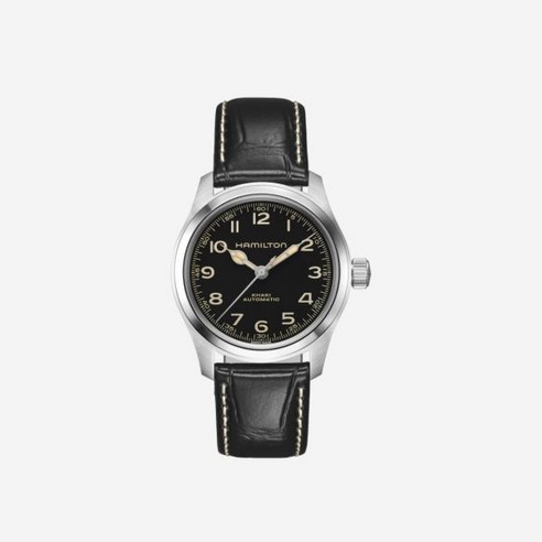 [정품 보증] 해밀턴 카키 필드 머피 38mm 오토매틱 스테인리스 스틸 레더 블랙 Hamilton Khaki Field Murph