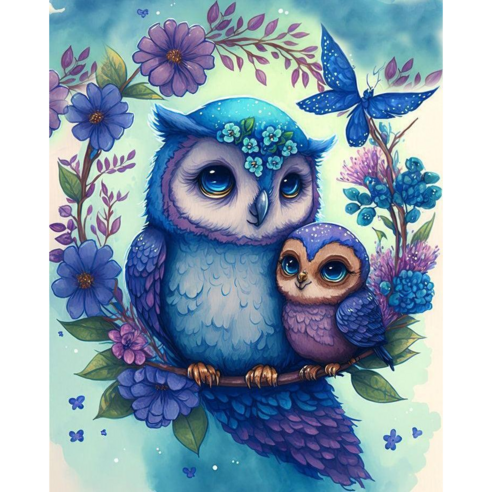 상덕 보석십자수 DIY 키트 캔버스형 액자40 x 50cm, 1개, 부엉이 40*50cm