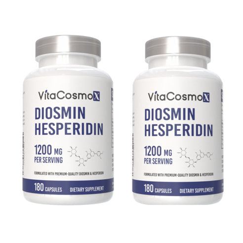 VitaCOS 코스moX Diosmin 헤스페리딘 1200mg 복합체, 180캡슐, 시트러스 바이오플라보노이드 풍부한 과일 추출물, 100% 채식주의자, GMO 프리 및 글루텐