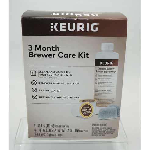 Keurig 3 Month 정제기 케어 Kit w/ Descaling Solution Rinse Pods & 필터 - New 커피머신 일리 드롱기 전자동 226290243630