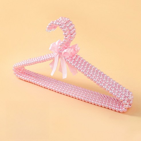 러블리 공주 리본 플라스틱 진주 구슬 옷걸이 5p세트, 30cm, 5개입, 핑크