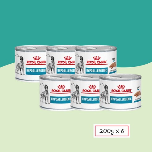 로얄캐닌 독 하이포알러제닉 캔 200g+6개 처방식.습식사료 HYPOALLERGENIC 습식사료처방캔, 단품, 200g