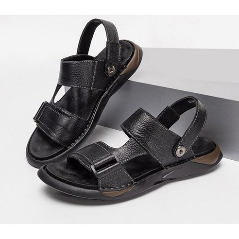 [모피어스]천연가죽 쿠션좋고 발편한 캐주얼 남자샌들 슬리퍼 BKCA601