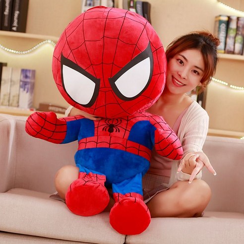 아이언맨 대형인형 애착인형 쿠션 캡틴아메리카 봉제인형 스파이더맨, 25cm, 스파이더맨 피규어, 1개 
인형