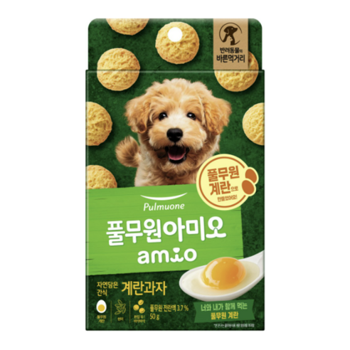 풀무원 아미오 자연담은 강아지 계란 과자, 계란맛, 50g, 2개