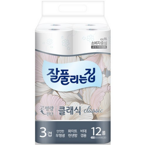 백앤 잘풀리는집 3겹 클래식 화장지 27m, 12개, 15개