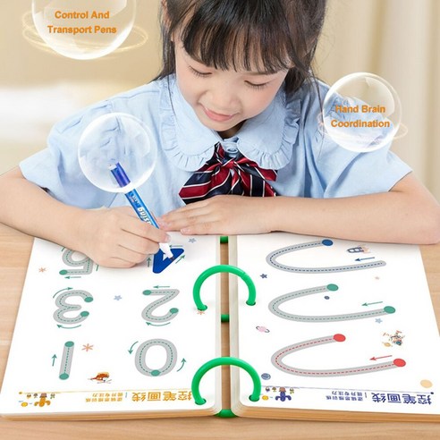 따라하는 드로잉 패드 몬테소리 장난감 펜 컨트롤 교육 쓰기 보드 학습 경기 게임 세트 어린이용 유아, [01] 64pages