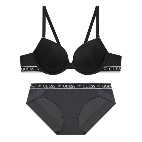 게스 언더웨어 오리지널 로고 네이비 브라 팬티 세트