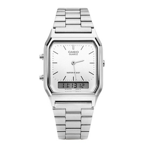 [카시오] AQ-230A-7DHDF (AQ-230A-7D) 스퀘어 디지털 아날로그 듀얼타임 공용 메탈시계