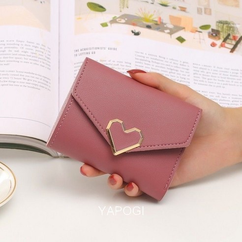 YAPOGI 새로운 간단한 패션 짧은 지갑 카드 가방 얇은 한국어 스타일 버클 동전 지갑 여성 지갑 짧은 지갑 YAPOGI