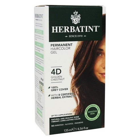 허버틴트 퍼머넌트 허벌 모어 컨디셔닝 래스팅 헤어컬러 젤 135ml, Golden Chestnut, 1개
