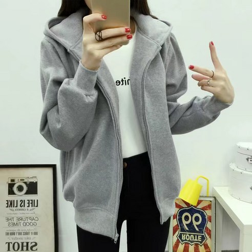 지엘 남녀공용 커플 후드 여성후드집업 무지 후드티 커플 기모 티셔츠