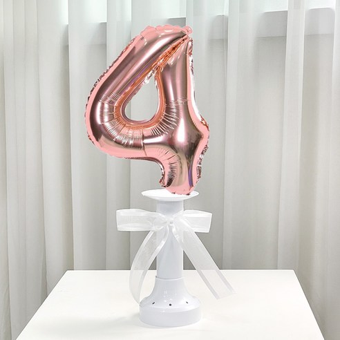 파티앤온 생일 기념일 호일 숫자 스탠딩 풍선, 4, 로즈골드