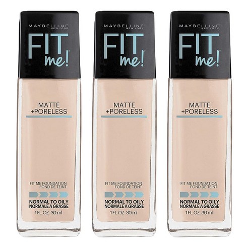 메이블린 핏 미! 파운데이션 매트 + 포어리스 30ml, 3개, 105 Fair Ivory