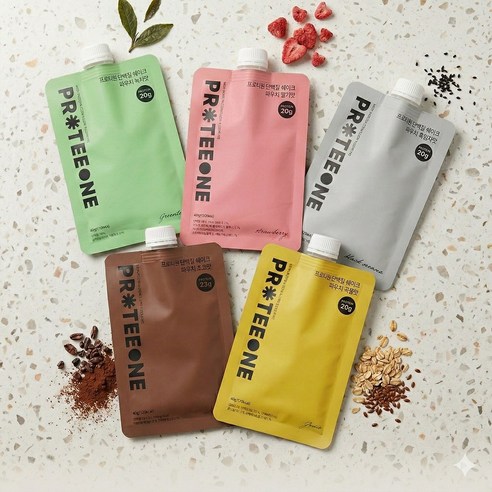 프로티원 단백질쉐이크 파우치형 40g 5가지맛 스타터 세트 PROTEEONE