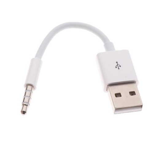 IPod Shuffle 4세대 5세대용 헤드셋 데이터 케이블 USB-3.5mm 데이터 보조, 화이트, 150x11x7mm, 플라스틱