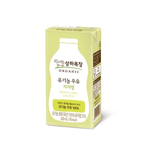 상하목장 유기농 저지방 멸균우유, 72개, 200ml