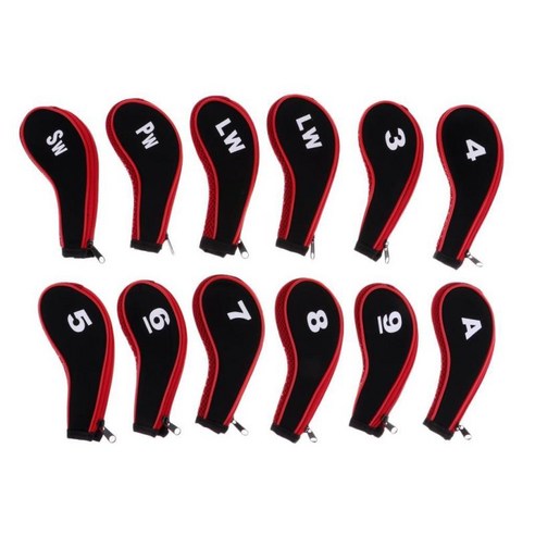 12pcs 네오프렌 소프트 골프 언 지퍼 헤드 커버 골프 클럽 퍼터 슬리브 A-SW, 레드