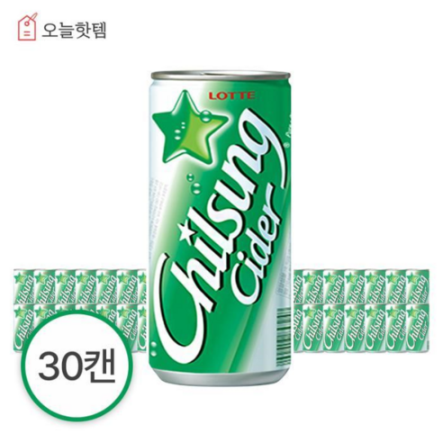 롯데 롯데 롯데 칠성 사이다 210ml 30캔 1박스 탄산음료 (15074412), 30개