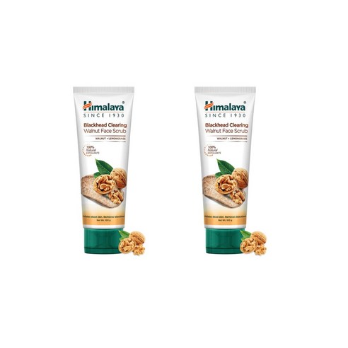 Himalaya Blackhead Clearing Walnut + Lemongrass Face Scrub | Exfoliates Dead Skin 100 GM Pack of 2, 2개, 100개