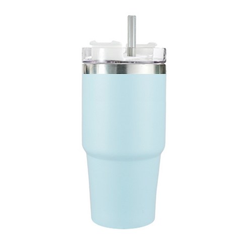 진공 스테인리스 텀블러 밀폐뚜껑+빨대 600ml, Blue