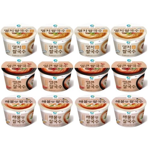 청정원 해물맛 쌀국수 4p +얼큰 쌀국수 4p+멸치 쌀국수 4p 컵라면 세트, 12개