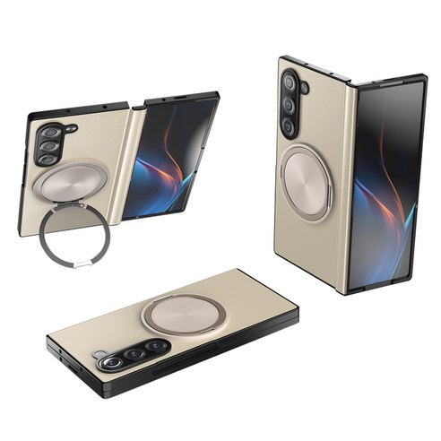 YINUO 갤럭시 Z 폴드3 4 5 6 7 힌지보호 소가죽 magsafe 360도 각도 조절이 거치대 케이스