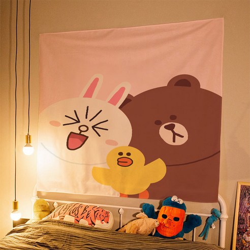 SnowDream 다용도 패브릭 포스터 식물드로잉 태피스트리, 32*40+도트 스티커, 귀염둥이