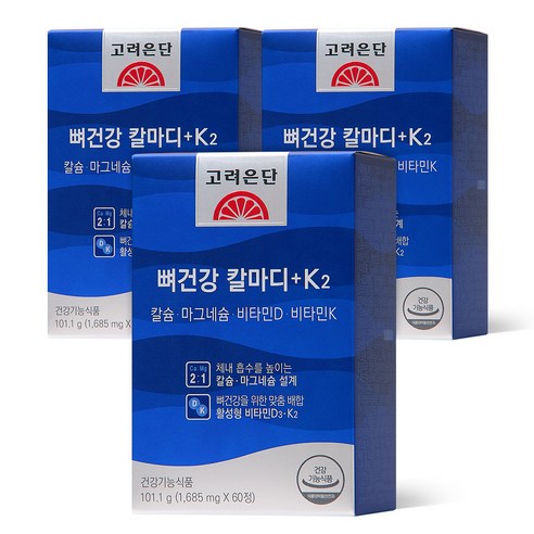 고려은단 뼈건강 칼마디+K2 칼슘 마그네슘 비타민D 비타민K2, 60정, 3개
