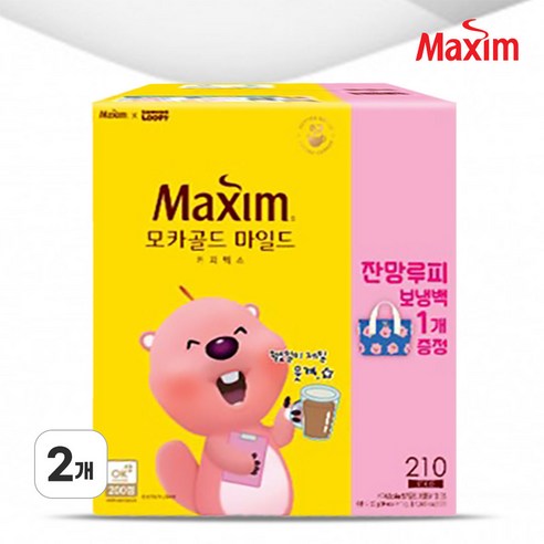 [맥심] 모카골드 잔망 루피 보냉백. 동서식품, 210개입, 12g, 2개