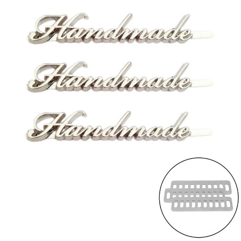 바이유즈 handmade 금속라벨 핸드메이드라벨, 1세트, 실버3p