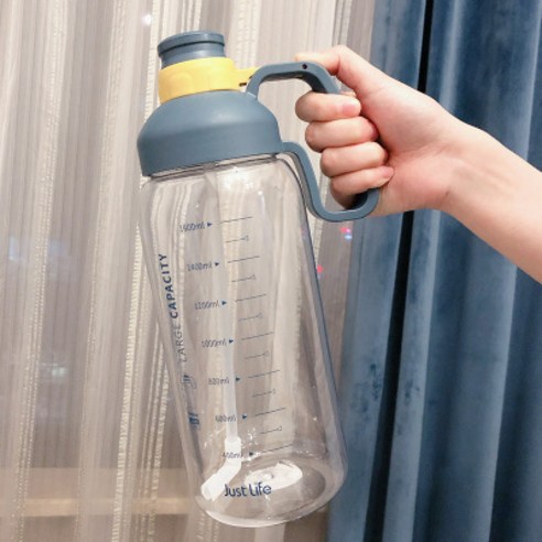 [LM] 빨대 트라이탄 졸업 휴대용 물병 1.8L 플라스틱 컵 대용량 공간 컵 야외 스포츠 주전자, D