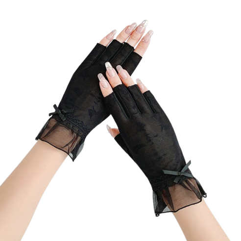 단비루리 미끄럼방지 다용도 손가락 오픈 여름 장갑, 블랙, 1개