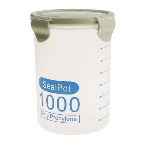 식품 보관 용기 뚜껑 밀가루 설탕 시리얼 식료품 저장실 보관 용기, 녹색 1000ml, 플라스틱