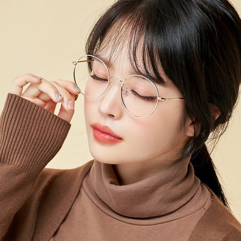 멜라크메 동글이 라운드 자외선 블루라이트 차단 안경 골드 안경테