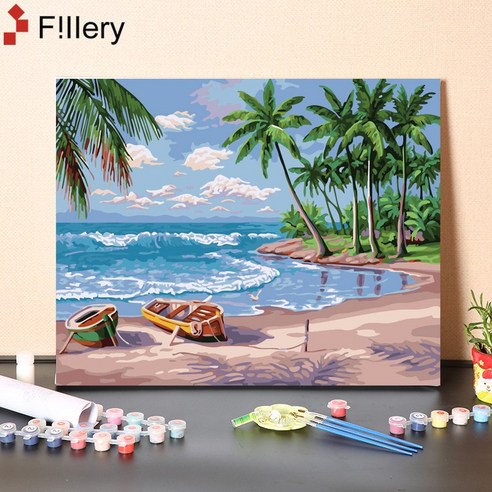 FiIIery DIY명화그리기 피포페인팅 풍경화 인물화그리기 그림그리기 세트 40 x 50cm, 111-풍경화 A