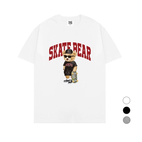 [더팀] 남녀공용 20수 스케이트베어 반팔티셔츠