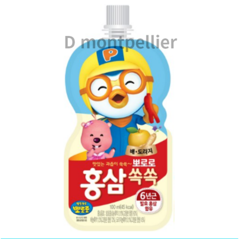 팔도 뽀로로 홍삼쏙쏙 어린이음료 100ml, 10개