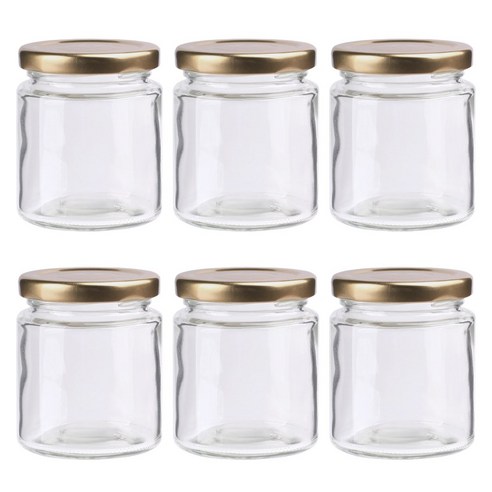 가인글로벌 공통200 원형 유리병 러그캡 골드, 6개, 180ml