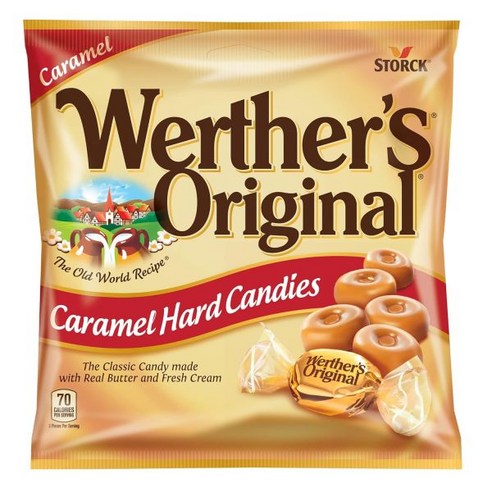 (2) WERTHER’S ORIGINAL Caramel Hard Candies 9 Ounce Bag Hard Candy Individually Wrapped Candy Caramels Caramel Candy Sweets Bag of Candy, 2개 시즈캔디 Best Top5