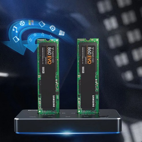 USB 3.1 듀얼 베이 SSD 도킹 스테이션 M.2 SATA NVME 솔리드 스테이트 드라이브 PC 리더, [02] Blue EU