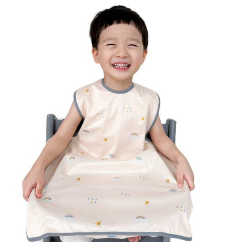 벨베이비 식탁일체형 방수 턱받이 나시 완전커버 라지, (리뉴얼)레인보우, 1개, 1개