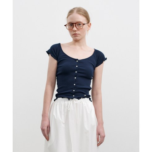 유라고 URAGO Frill short sleeve cardigan