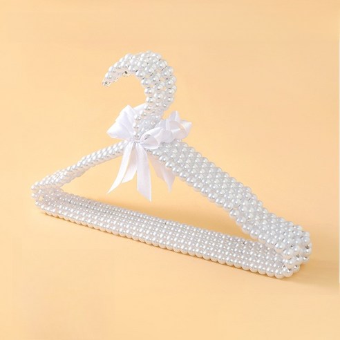 러블리 공주 리본 플라스틱 진주 구슬 옷걸이 5p세트, 40cm, 5개입, 화이트